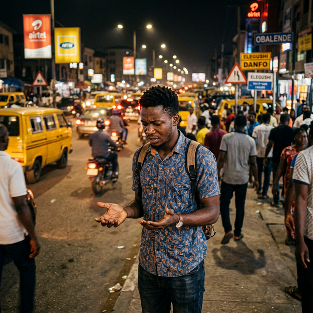 A worried person in Lagos realizing their phone is missing