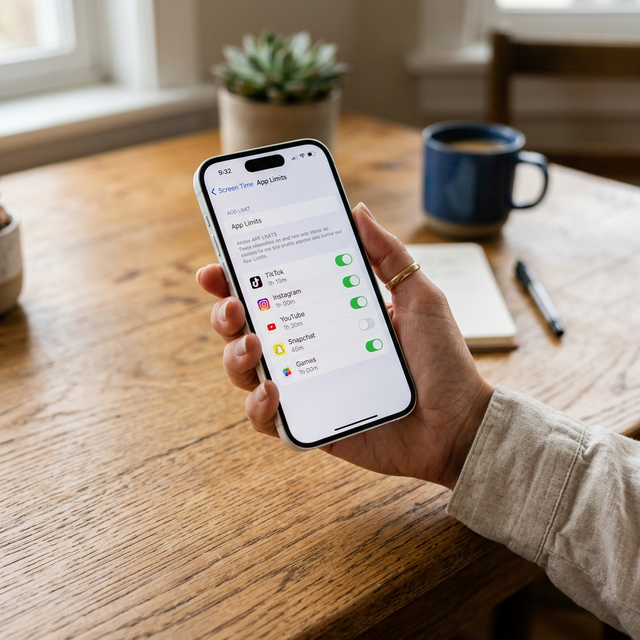 An iPhone showing Apple Screen Time App Limits settings