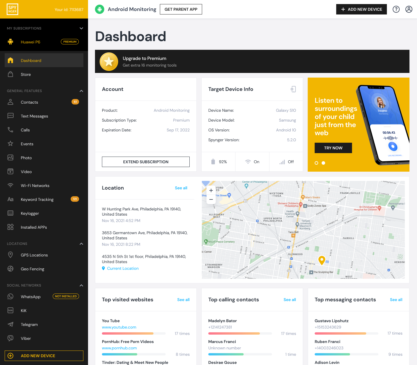 Spynger: For Discreet Monitoring and Remote Control